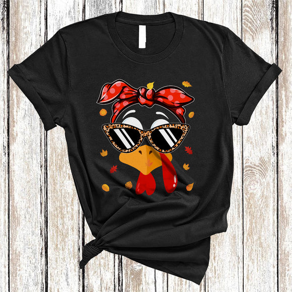 MacnyStore - Turkey Face Wearing Leopard Sunglasses, Humorous Thanksgiving Women Turkey, Family Group T-Shirt