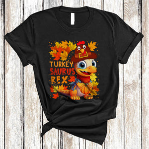 MacnyStore - Turkey Saurus Rex, Adorable Thanksgiving T-Rex Turkey, Fall Leaf Matching Dinosaur Lover T-Shirt