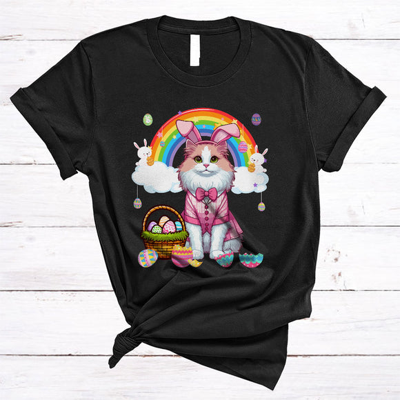 MacnyStore - Turkish Angora In Easter Bunny Cosplay, Amazing Easter Day Hunting Eggs Rainbow, Family Group T-Shirt