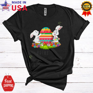 MacnyStore - Two Bunnies Painting Easter Egg Cute Cool Easter Day Bunny Eggs Artist Egg Hunt Lover T-Shirt
