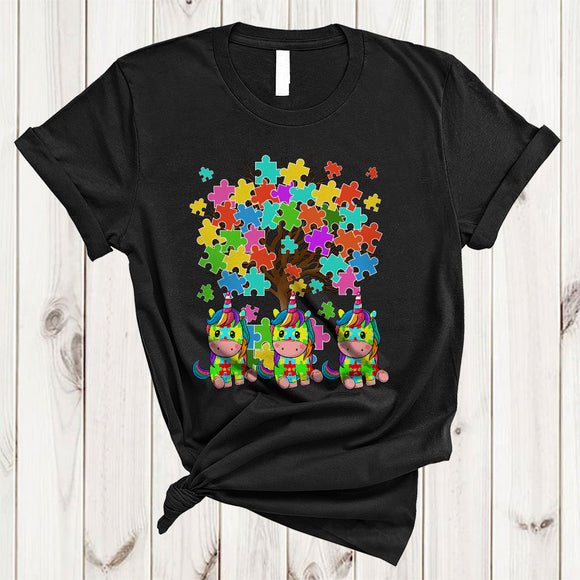 MacnyStore - Unicorns With Puzzle Pieces, Lovely Autism Awareness Puzzle Unicorn Lover, Family Group T-Shirt