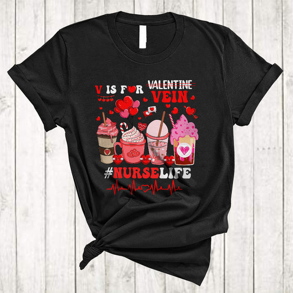 MacnyStore - V Is For Vein Not Valentine, Humorous Anti Valentine Cupcake Coffee, Nurse Phlebotomist T-Shirt