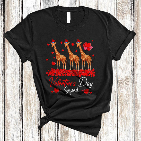 MacnyStore - Valentine's Day Squad, Amazing Three Valentine Giraffe, Hearts Wild Animal Lover Group T-Shirt