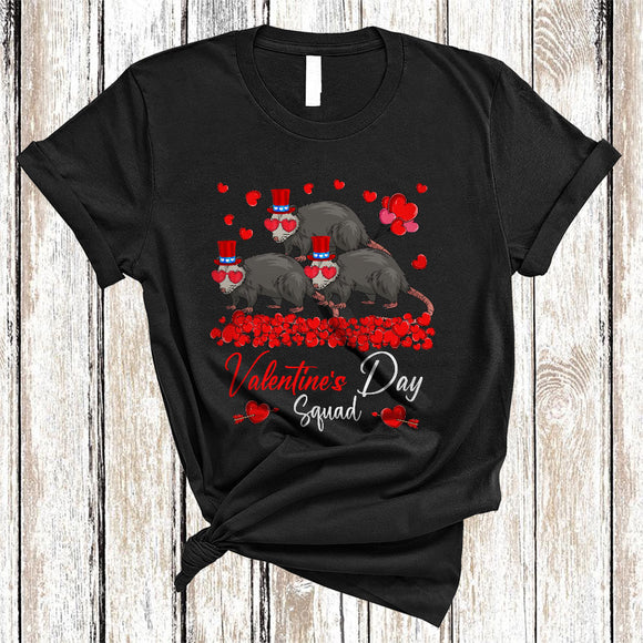 MacnyStore - Valentine's Day Squad, Amazing Three Valentine Opossum, Hearts Wild Animal Lover Group T-Shirt