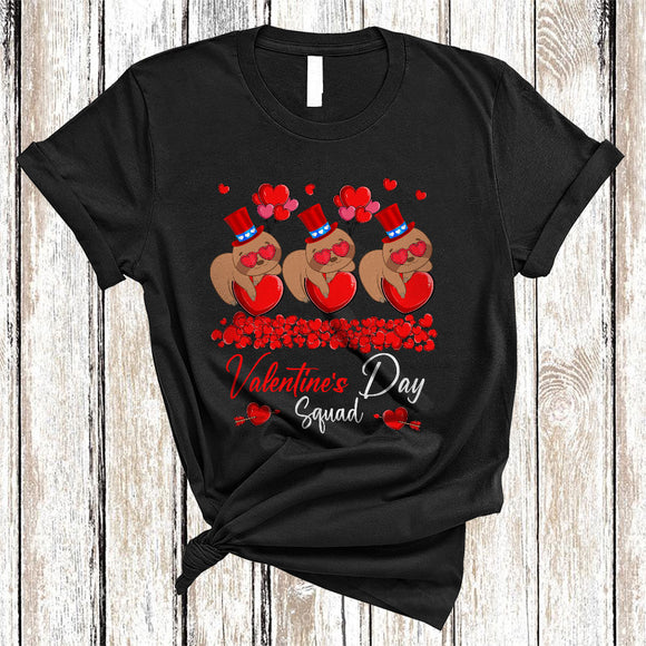 MacnyStore - Valentine's Day Squad, Amazing Three Valentine Sloth, Hearts Wild Animal Lover Group T-Shirt