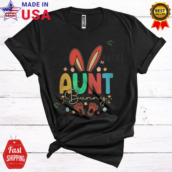 MacnyStore - Vintage Aunt Bunny Cute Funny Easter Day Egg Hunt Flowers Lover Matching Family Group T-Shirt