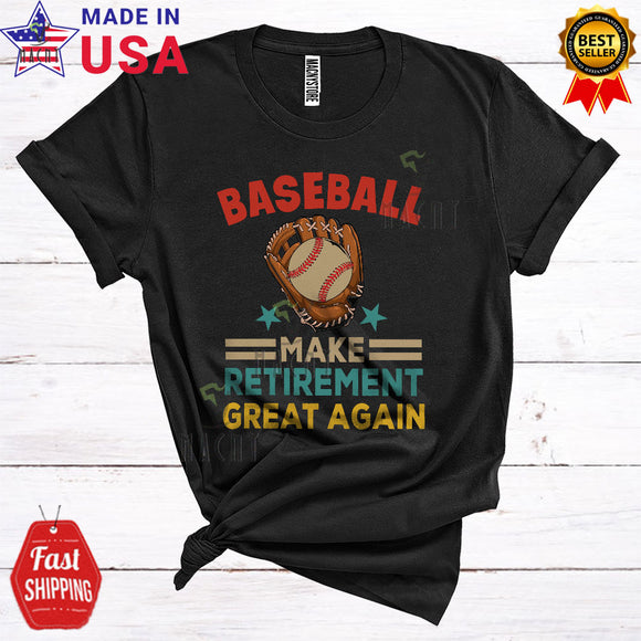 MacnyStore - Vintage Baseball Make Retirement Great Again Funny Cool Retired 2023 Sport Player Playing T-Shirt