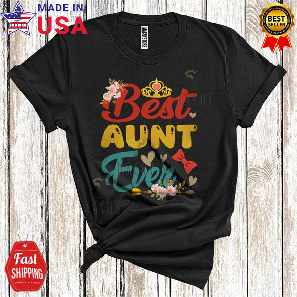 MacnyStore - Vintage Best Aunt Ever Cool Cute Mother's Day Matching Family Group Flowers Lover T-Shirt