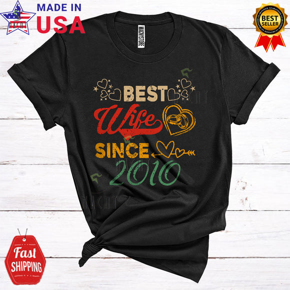MacnyStore - Vintage Best Wife Since 2010 Cool Cute 13th Wedding Anniversary Matching Family Couple T-Shirt