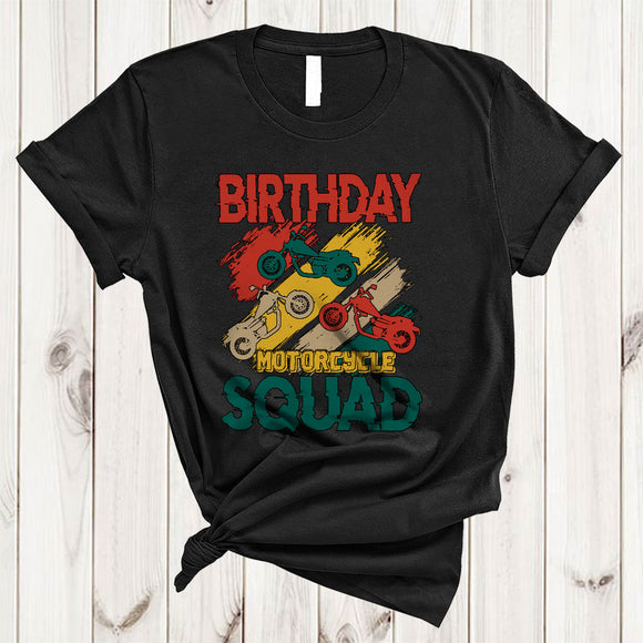 MacnyStore - Vintage Birthday Motorcycle Squad, Joyful Birthday Motorcycle Lover, Matching Family Group T-Shirt