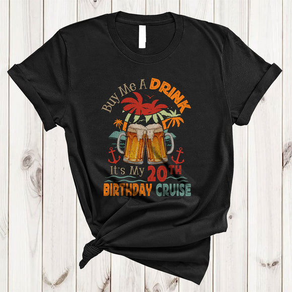 MacnyStore - Vintage Buy Me A Drink 20th Birthday, Cheerful Birthday Beer 20 Years Old, Cruise Drinking T-Shirt