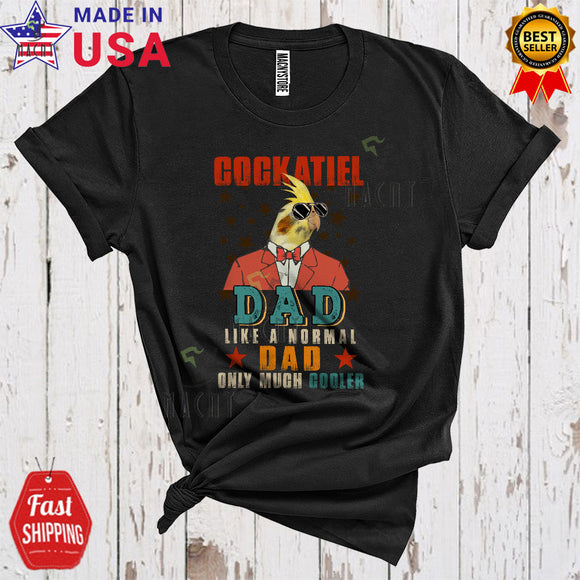 MacnyStore - Vintage Cockatiel Dad Definition Much Cooler Cool Funny Father's Day Matching Family Animal Bird T-Shirt