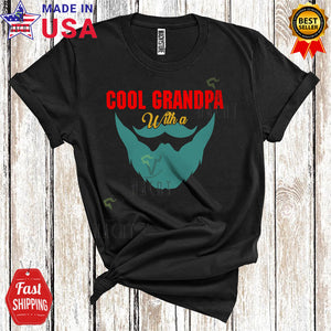 MacnyStore - Vintage Cool Grandpa With A Beard Funny Happy Father's Day Matching Beard Dad Men Family Lover T-Shirt