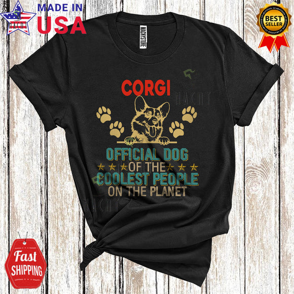 MacnyStore - Vintage Corgi Official Dog Of The Coolest People On The Planet Funny Cool Dog Paws Owner Lover T-Shirt