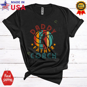 MacnyStore - Vintage Daddy Father Coach Cool Proud Father's Day Volleyball Sport Player Team Coach T-Shirt