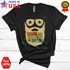 MacnyStore - Vintage Dads With Beards Are Better Cute Cool Father's Day Beard Dad Family Lover T-Shirt