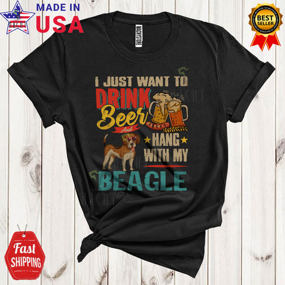 MacnyStore - Vintage Drink Beer Hang With My Beagle Cute Funny Father's Day Drinking Animal T-Shirt