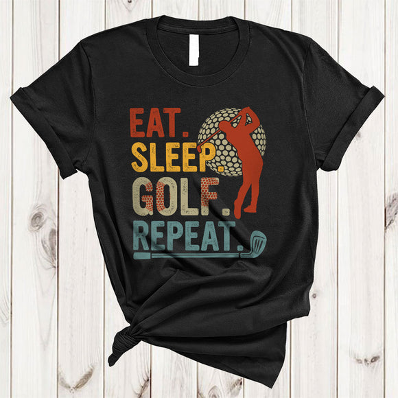 MacnyStore - Vintage Eat Sleep Golf Repeat, Joyful Cool Golf Player Proud, Vintage Matching Sport Team T-Shirt