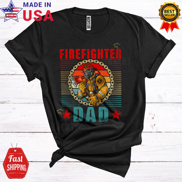 MacnyStore - Vintage Firefighter Dad Cool Happy Father's Day Matching Family Proud Firefighter Lover T-Shirt