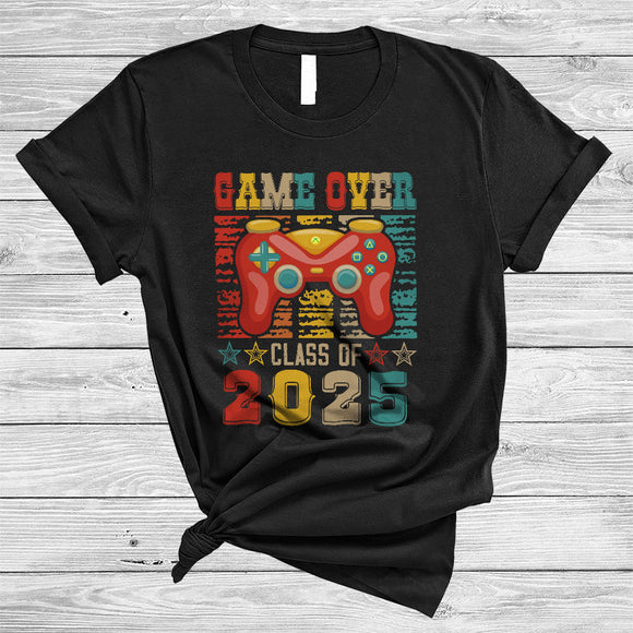MacnyStore - Vintage Game Over Class Of 2025, Proud Graduation Graduate Group, Gamer Gaming Lover T-Shirt