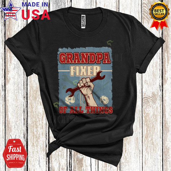 MacnyStore - Vintage Grandpa Fixer Of All Things Cool Happy Father's Day Family Lover Mechanic Engineer T-Shirt