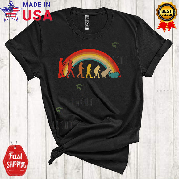 MacnyStore - Vintage Guinea Pig Evolution Funny Cool Rainbow Guinea Pig Lover Matching Pet Owner Lover T-Shirt