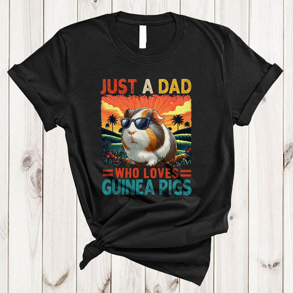 MacnyStore - Vintage Just A Dad Who Loves Guinea Pigs, Awesome Father's Day Wild Animal, Dad Family Group T-Shirt