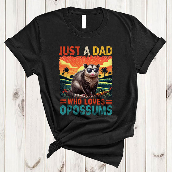 MacnyStore - Vintage Just A Dad Who Loves Opossums, Awesome Father's Day Wild Animal, Dad Family Group T-Shirt