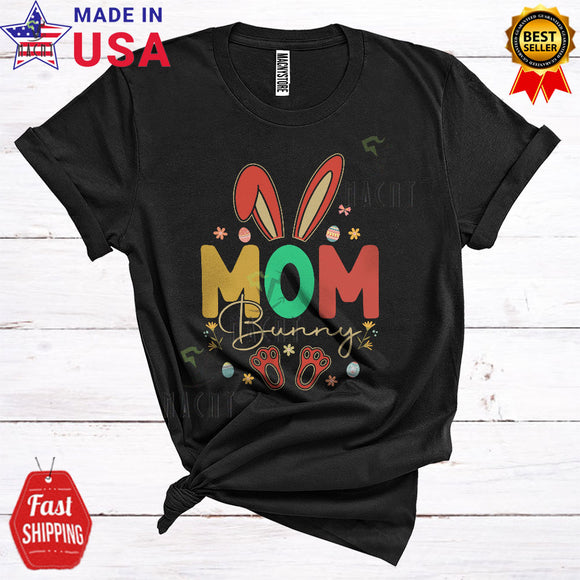 MacnyStore - Vintage Mom Bunny Cute Funny Easter Day Egg Hunt Flowers Lover Matching Family Group T-Shirt