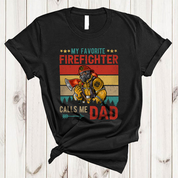 MacnyStore - Vintage My Favorite Firefighter Calls Me Dad, Amazing Father's Day Firefighter, Family Group T-Shirt