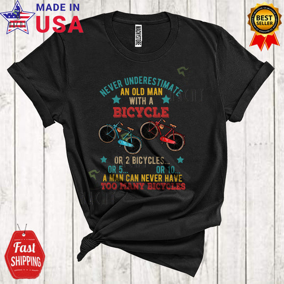 MacnyStore - Vintage Never Underestimate An Old Man With A Bicycle Funny Cool Bicycle Lover T-Shirt