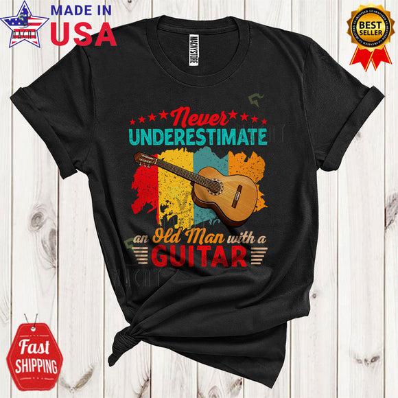 MacnyStore - Vintage Never Underestimate An Old Man With A Guitar Cool Funny Father's Day Family T-Shirt