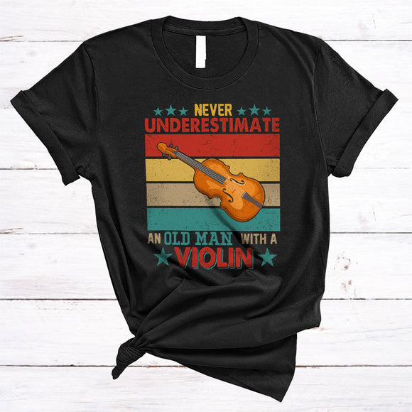 MacnyStore - Vintage Never Underestimate An Old Man With A Violin, Proud Father's Day Musician Family T-Shirt