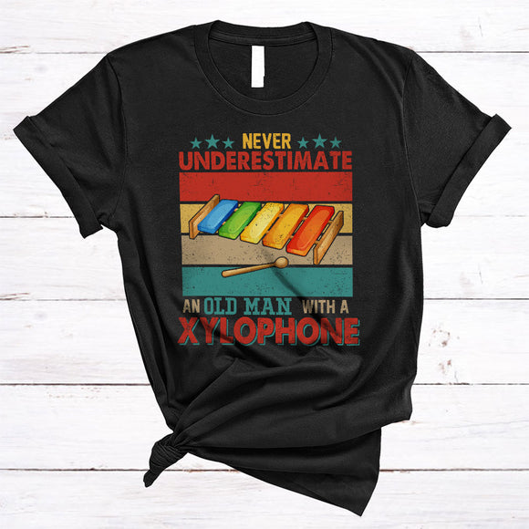 MacnyStore - Vintage Never Underestimate An Old Man With A Xylophone, Proud Father's Day Musician Family T-Shirt