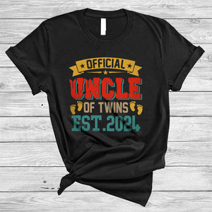 MacnyStore - Vintage Official Uncle Of Twins 2024, Amazing Father's Day Pregnancy Announcement, Family T-Shirt