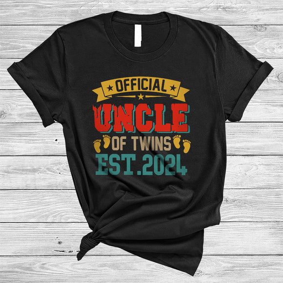 MacnyStore - Vintage Official Uncle Of Twins 2024, Amazing Father's Day Pregnancy Announcement, Family T-Shirt