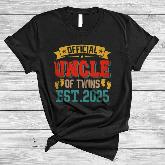 MacnyStore - Vintage Official Uncle Of Twins 2025, Amazing Father's Day Pregnancy Announcement, Family T-Shirt