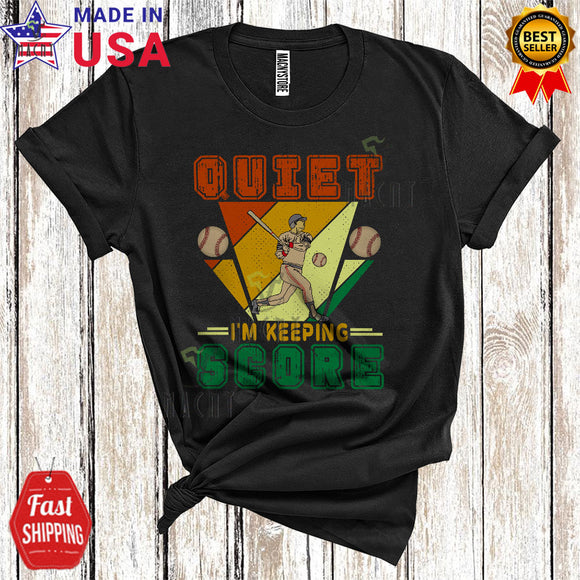 MacnyStore - Vintage Quiet I'm Keeping Score Funny Cool Scorekeeper Baseball Player Team Lover T-Shirt
