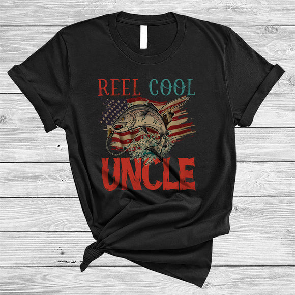MacnyStore - Vintage Reel Cool Uncle, Awesome Father's Day Fishing Fisherman, Matching Family Group T-Shirt