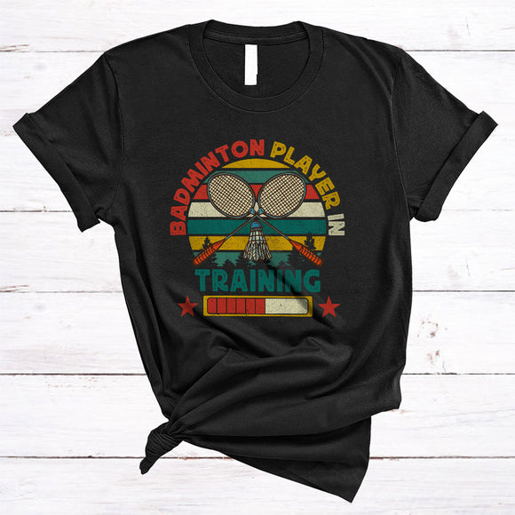 MacnyStore - Vintage Retro Badminton Player In Training, Awesome Future Sport Player Playing Group T-Shirt