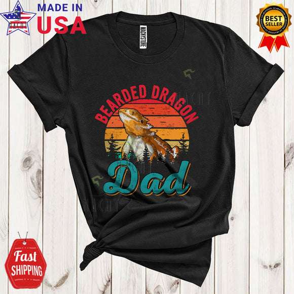 MacnyStore - Vintage Retro Bearded Dragon Dad Cool Happy Father's Day Matching Family Animal Lover T-Shirt