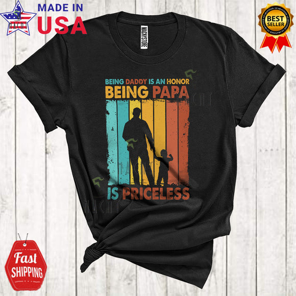 MacnyStore - Vintage Retro Being Daddy Being Papa Is Priceless Cool Cute Father's Day Family Group T-Shirt