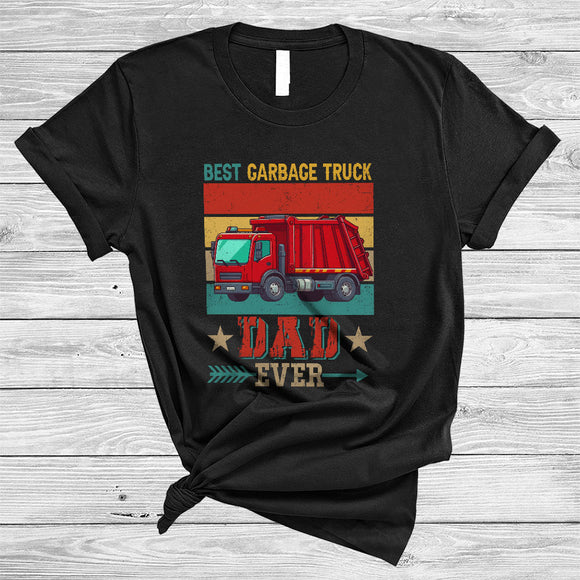 MacnyStore - Vintage Retro Best Garbage Truck Dad Ever, Proud Father's Day Garbage Truck Driver, Family T-Shirt