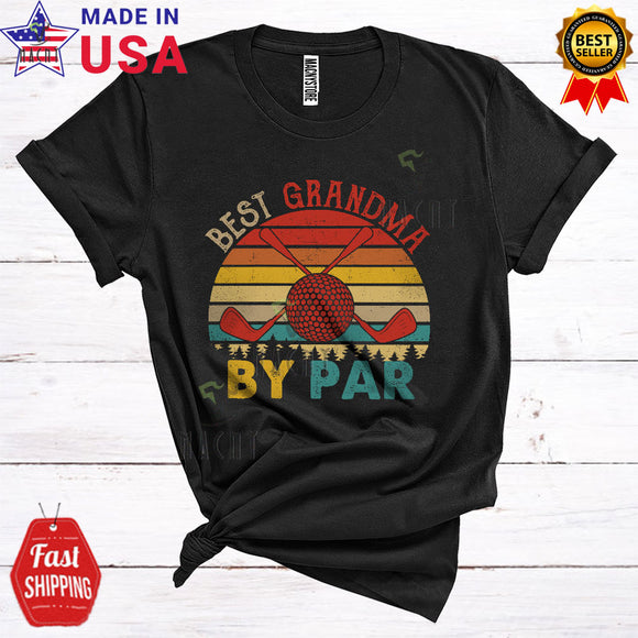 MacnyStore - Vintage Retro Best Grandma By Par Cool Cute Mother's Day Matching Family Golf Player Sport T-Shirt