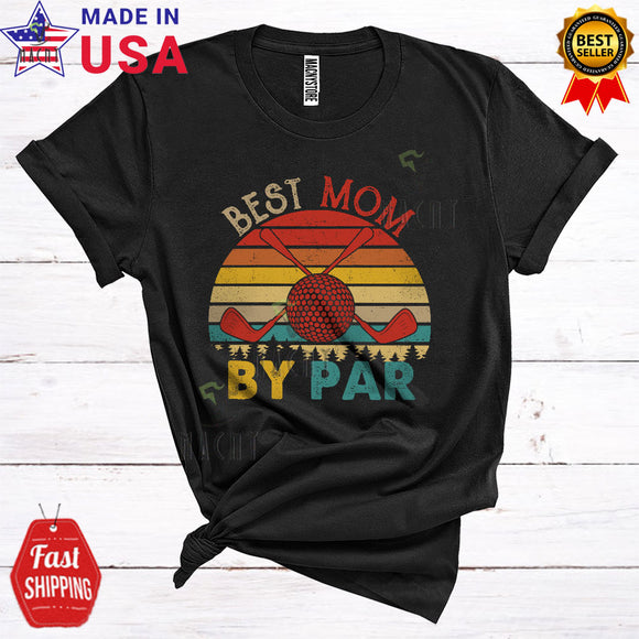 MacnyStore - Vintage Retro Best Mom By Par Cool Cute Mother's Day Matching Family Golf Player Sport T-Shirt