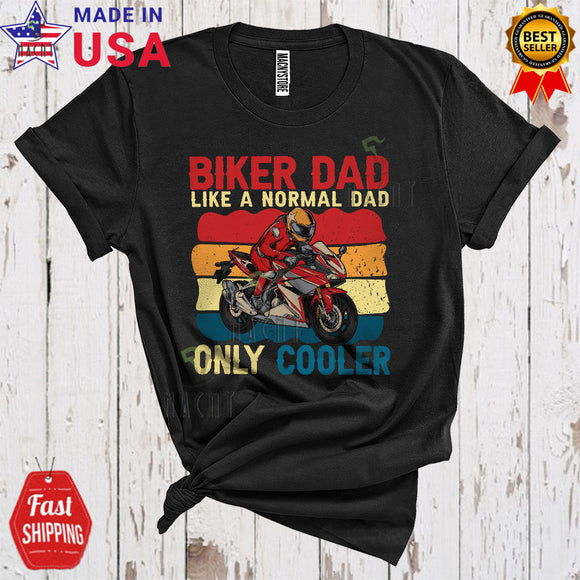 MacnyStore - Vintage Retro Biker Dad Definition Only Cooler Cool Happy Father's Day Biker Team Family T-Shirt