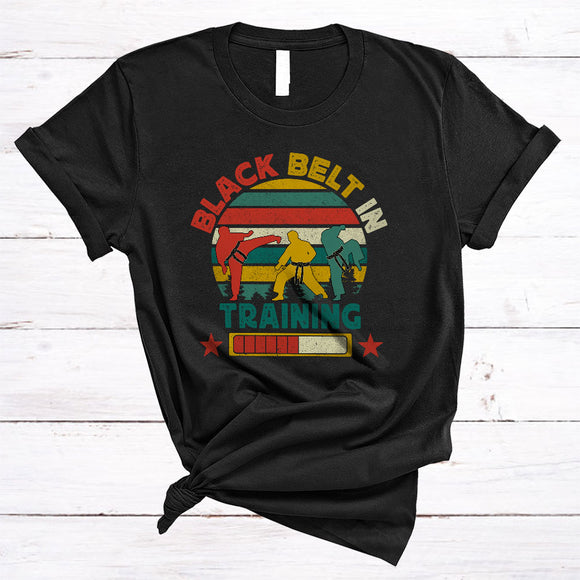 MacnyStore - Vintage Retro Black Belt In Training, Awesome Future Karate Lover Matching Group T-Shirt
