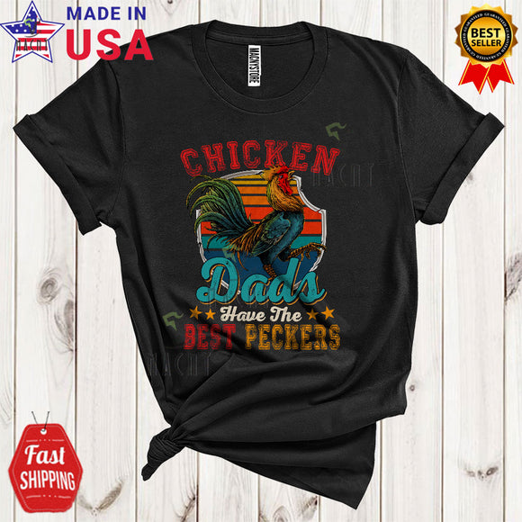 MacnyStore - Vintage Retro Chicken Dads Have The Best Peckers Cute Cool Father's Day Rooster Farmer T-Shirt