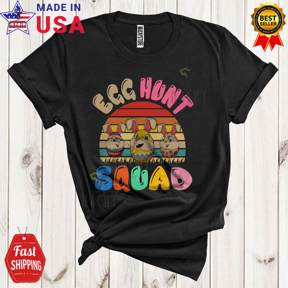 MacnyStore - Vintage Retro Egg Hunt Squad Cute Happy Easter Day Bunny Easter Egg Matching Egg Hunt Group T-Shirt