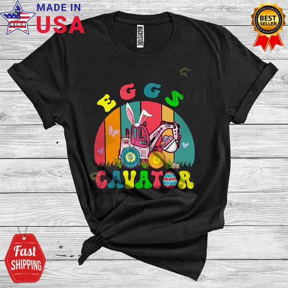 MacnyStore - Vintage Retro Eggs Cavator Funny Cute Easter Day Bunny Eggs Excavator Driver Lover T-Shirt
